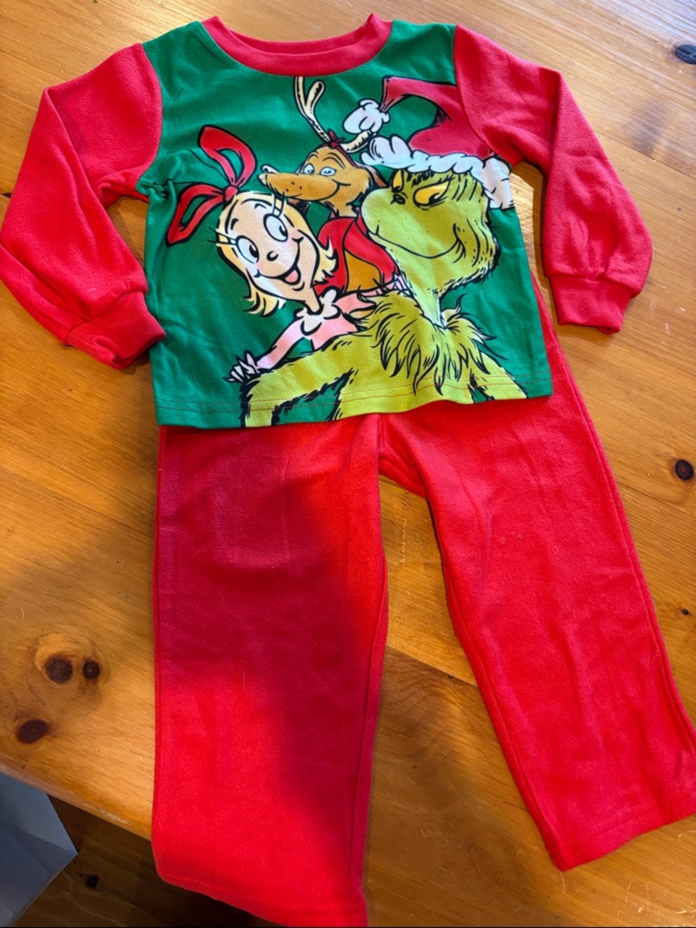 Kids Grinch Holiday Pajama Set - Red & Green